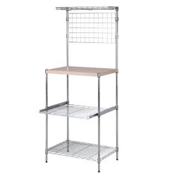 Hot Mini Microwaveable Shelf w/MDF Top, Chrome (SHF-09256) Shelving