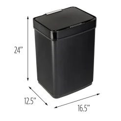 Honey-Can-Do Motion Sensor Steel Indoor Trash Can with Automatic Lid, 13.2 Gallon, Black (TRS-08415)