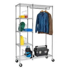 Best Rolling Closet with Garment Bar and Shelves, 18"W, Chrome (SHF-01567) Shelving