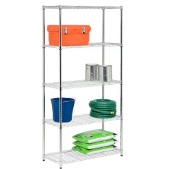 Discount 5-Shelf Metal Shelving Unit, 36"W, Chrome Plated (SHF-06832) Shelving