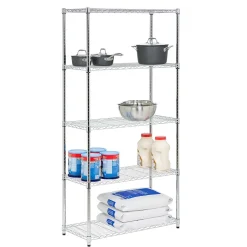 Discount 5-Shelf Metal Shelving Unit, 36"W, Chrome Plated (SHF-06832) Shelving