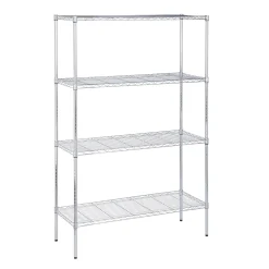 Sale 4-Shelf Metal Unit, 48''W, Chrome (SHF-05226) Shelving