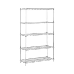 Clearance 5-Shelf Metal Unit, 42"W, Chrome (SHF-01441) Shelving