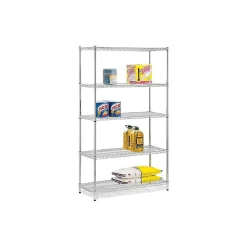 Clearance 5-Shelf Metal Unit, 42"W, Chrome (SHF-01441) Shelving