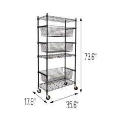 3-Shelf Steel Shelving Unit, 73.6