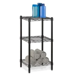 Small 3-Tier Adjustable Storage Shelving Unit, 15"W, Black (SHF-09209) Shelving