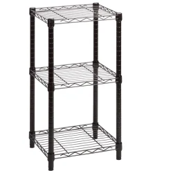 Small 3-Tier Adjustable Storage Shelving Unit, 15"W, Black (SHF-09209) Shelving