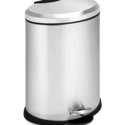 Honey-Can-Do Stainless Oval Steel Step Trash Can with Lid, Silver, 3.17 Gallon (TRS-01447)