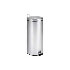 Honey-Can-Do Stainless Steel Round Step Trash Can with Lid, Silver, 7.92 Gallon (TRS-02110)