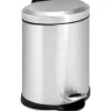 Honey-Can-Do Stainless Steel Oval Step Trash Can with Lid, Silver, 1.32 Gallon (TRS-01448)