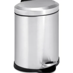Honey-Can-Do Stainless Steel Oval Step Trash Can with Lid, Silver, 1.32 Gallon (TRS-01448)