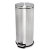 Honey-Can-Do Steel Indoor Round Step Can Trash Can with Hinged Lid, 7.92 Gallon, Silver (TRS-09074)