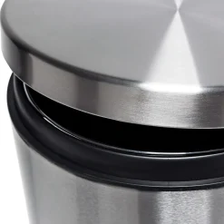 Honey-Can-Do Steel Indoor Round Step Can Trash Can with Hinged Lid, 7.92 Gallon, Silver (TRS-09074)