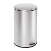 Honey-Can-Do Steel Indoor Semi-Round Step Trash Can with Hinged Lid, 10.56 Gallon, Silver (TRS-09332)