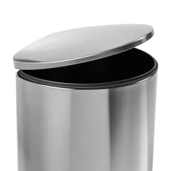 Honey-Can-Do Steel Indoor Semi-Round Step Trash Can with Hinged Lid, 10.56 Gallon, Silver (TRS-09332)