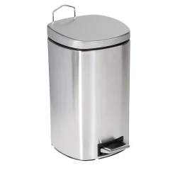 Honey-Can-Do Steel Indoor Square Step Trash Can with Hinged Lid, 3.17 Gallon, Silver (TRS-09327)