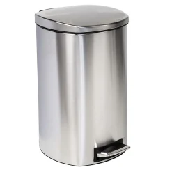 Honey-Can-Do Steel Indoor Square Soft-Close Step Trash Can with Hinged Lid, 13.2 Gallon, Silver (TRS-09335)