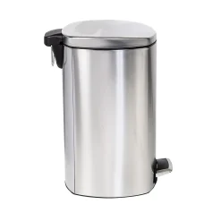 Honey-Can-Do Steel Indoor Square Soft-Close Step Trash Can with Hinged Lid, 13.2 Gallon, Silver (TRS-09335)