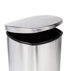 Honey-Can-Do Steel Indoor Square Soft-Close Step Trash Can with Hinged Lid, 13.2 Gallon, Silver (TRS-09335)