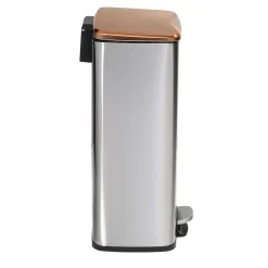 Honey-Can-Do Steel Indoor Trash Can Set with Hinged Lid, 7.92 & 1.32 Gallon, Rose Gold (TRS-09325)