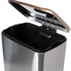 Honey-Can-Do Steel Indoor Trash Can Set with Hinged Lid, 7.92 & 1.32 Gallon, Rose Gold (TRS-09325)