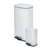 Honey-Can-Do Steel Indoor Trash Can Set with Hinged Lid, 7.92 & 1.32 Gallon, White (TRS-09076)