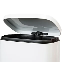 Honey-Can-Do Steel Indoor Trash Can Set with Hinged Lid, 7.92 & 1.32 Gallon, White (TRS-09076)