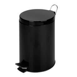 Honey-Can-Do Steel Round Step Trash Can with Lid, Black, 3.17 Gallon (TRS-05170)