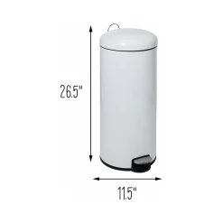 Honey-Can-Do Steel Step Trash Can, 7.9-Gallon, White (TRS-09329)