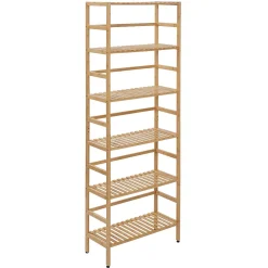 Outlet 6-Tier Bamboo Shelf, 64" x 23.6" x 10", Natural (SHF-09979) Shelving