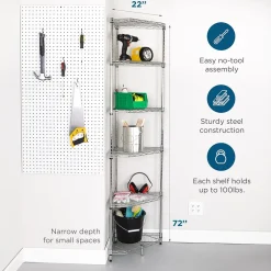 Online 6-Tier Compact Triangle Corner Shelving Unit, Chrome (SHF-10025) Shelving