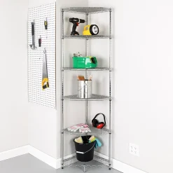 Online 6-Tier Compact Triangle Corner Shelving Unit, Chrome (SHF-10025) Shelving