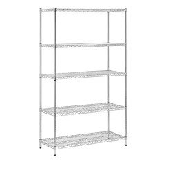 Sale 5-Tier Heavy-Duty Adjustable Shelving Unit with 800-lb Shelf Capacity, 18"W, Chrome (SHF-01441) Shelving