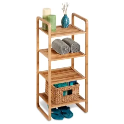 Sale 4-Tier Shelf, Natural Bamboo (SHF-09337) Shelving