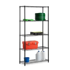 Outlet 5-Tier Shelving, Black Powder Coat (SHF-06831) Shelving