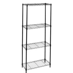 4-Tier Slim Profile Shelving Unit, 56" x 24" x 10", Black (SHF-10002) Shelving