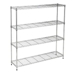 Online 4-Tier Slim Profile Wide Shelving Unit, 48" x 10" x 48", Chrome (SHF-10023) Shelving