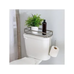 Honey-Can-Do Toilet Paper Holder with Over-the-Toilet Storage Tray, Satin Nickel (BTH-08461)