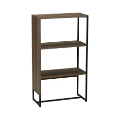 Discount Wrap 41.5" 3-Shelf Bookcase, Brown/Black Laminate/Steel (8260-1) Bookcases
