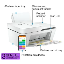 Color Printers<HP DeskJet 4255e Wireless All-in-One Color Inkjet Printer, Scanner, Copier, Best for Home, 3 Months of Ink Included (588S6A)
