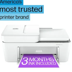 Color Printers<HP DeskJet 4255e Wireless All-in-One Color Inkjet Printer, Scanner, Copier, Best for Home, 3 Months of Ink Included (588S6A)