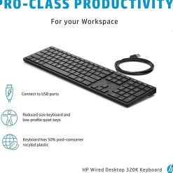 HP Desktop 320K Wired Keyboard (9SR37AA#ABA)* Keyboards