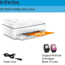 Color Printers<HP ENVY 6455e Wireless Color Inkjet Printer, All-In-One, Print, Scan, Copy (223R1A#B1H)