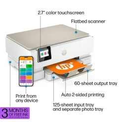 Color Printers<HP ENVY Inspire 7255e Wireless Color Inkjet Printer, All-In-One, Print, Scan, Copy (1W2Y9A#B1H)