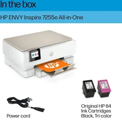 Color Printers<HP ENVY Inspire 7255e Wireless Color Inkjet Printer, All-In-One, Print, Scan, Copy (1W2Y9A#B1H)