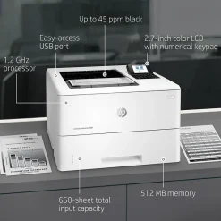 Black & White Printers<HP LaserJet Enterprise M507n Monochrome Laser Printer with Built-in Ethernet (1PV86A)
