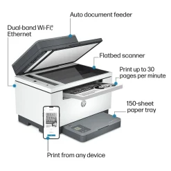 Instant Photo Printers<HP LaserJet M234sdw Wireless Black & White Laser Printer, All-In-One, Print, Scan, Copy, Best for Home Office (6GX01F)