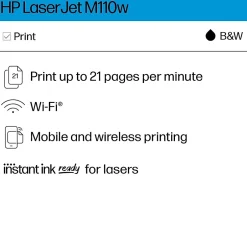 Wireless Printers<HP LaserJet M110w Wireless Black & White Printer, Best for Home Office (7MD66F)