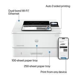 Black & White Printers<HP LaserJet Pro 4001dw Wireless Black & White Laser Printer, Single-Function, Print, Best for Office (2Z601F)