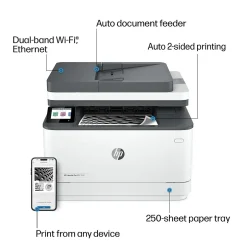 Black & White Printers<HP LaserJet Pro MFP LJP 3101fdw Wireless Black & White Laser Printer, All-In-One, Print, Scan, Copy, Fax (3G628F)